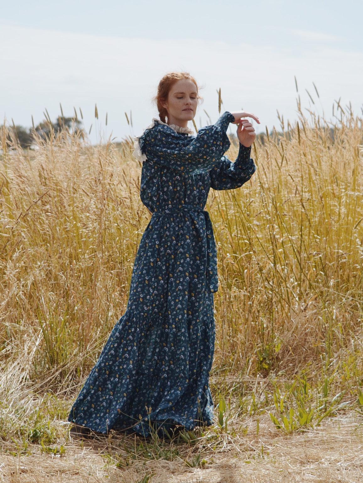 SECOND - 100% RECYCLED COTTON - CLOTHILDE DRESS BLUE FLORAL