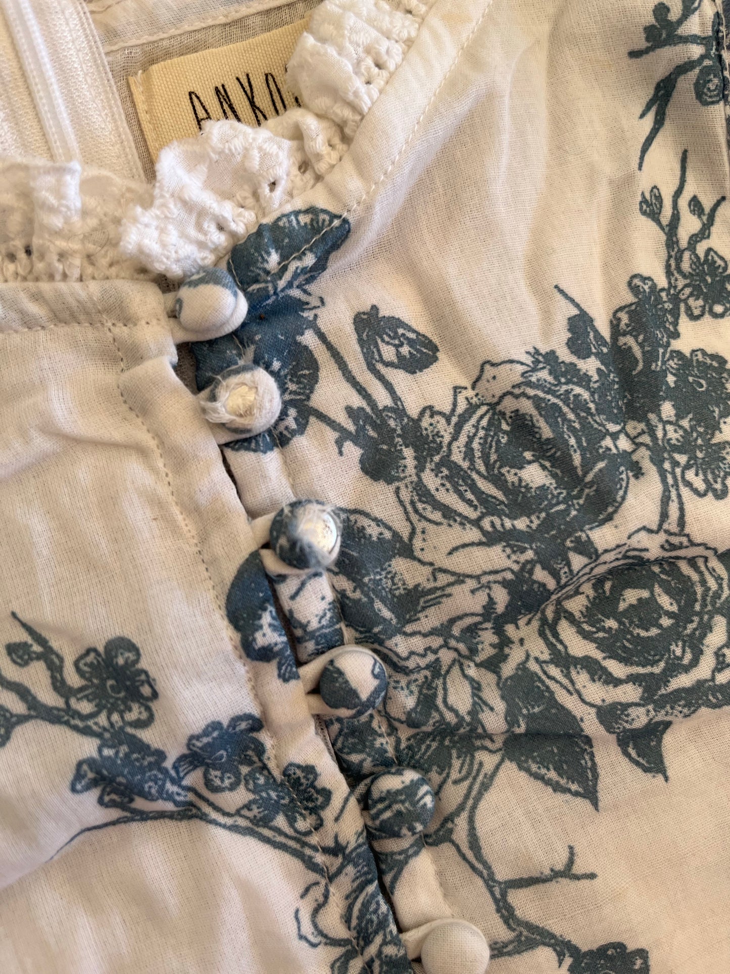 SECOND - 100% RECYCLED COTTON - CLARA DRESS TOILE BLUE ROSE