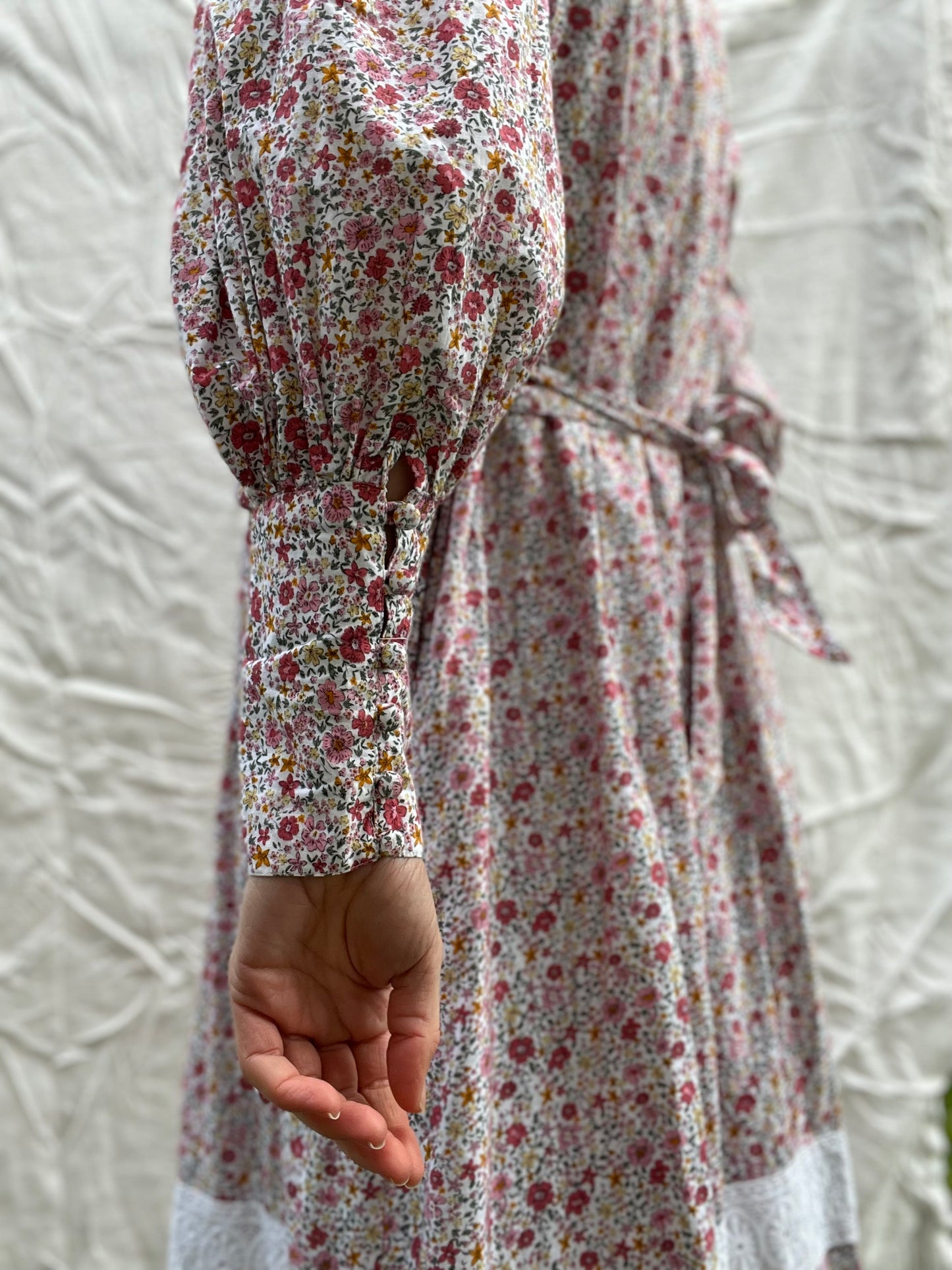 100% RECYCLED COTTON - CLARA DRESS PINK DITSY FLORAL