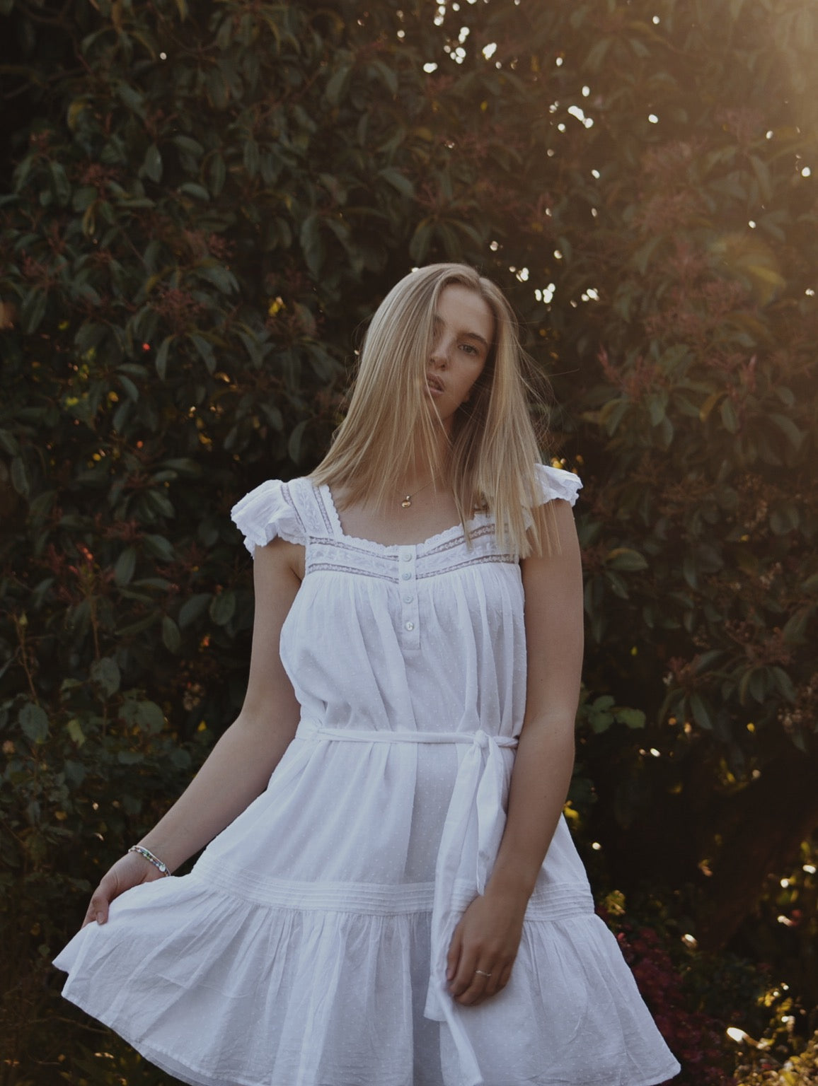 100% RECYCLED COTTON - ALICE DRESS - WHITE