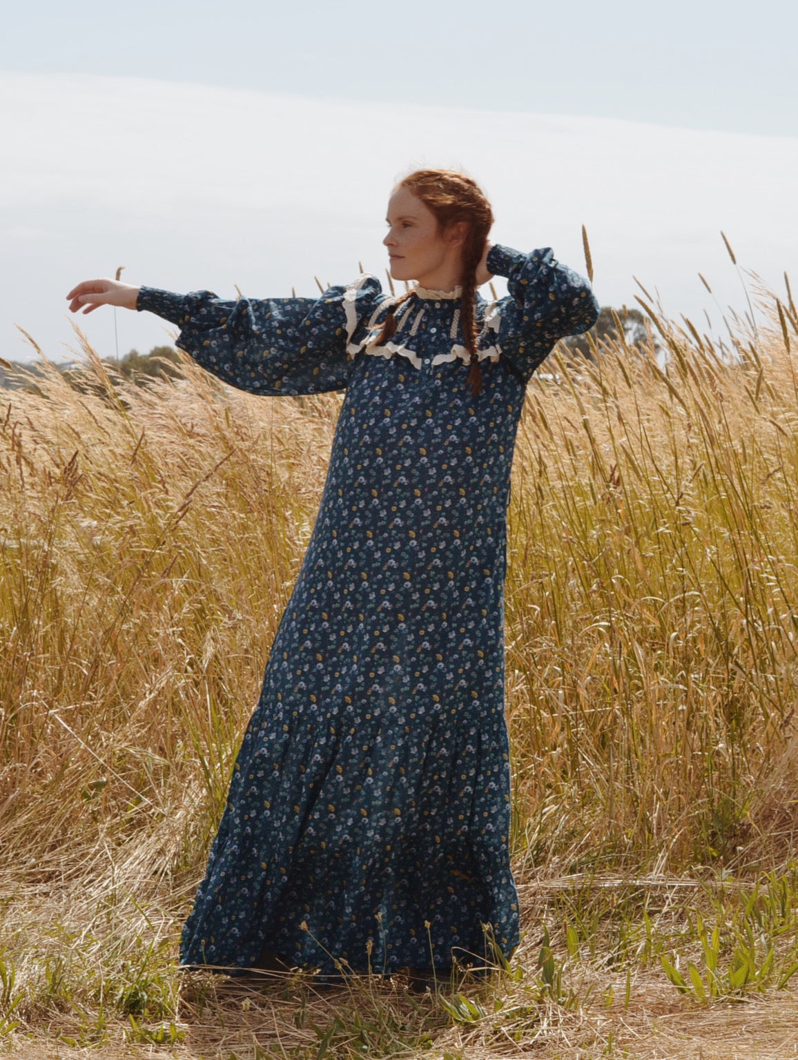 SECOND - 100% RECYCLED COTTON - CLOTHILDE DRESS BLUE FLORAL