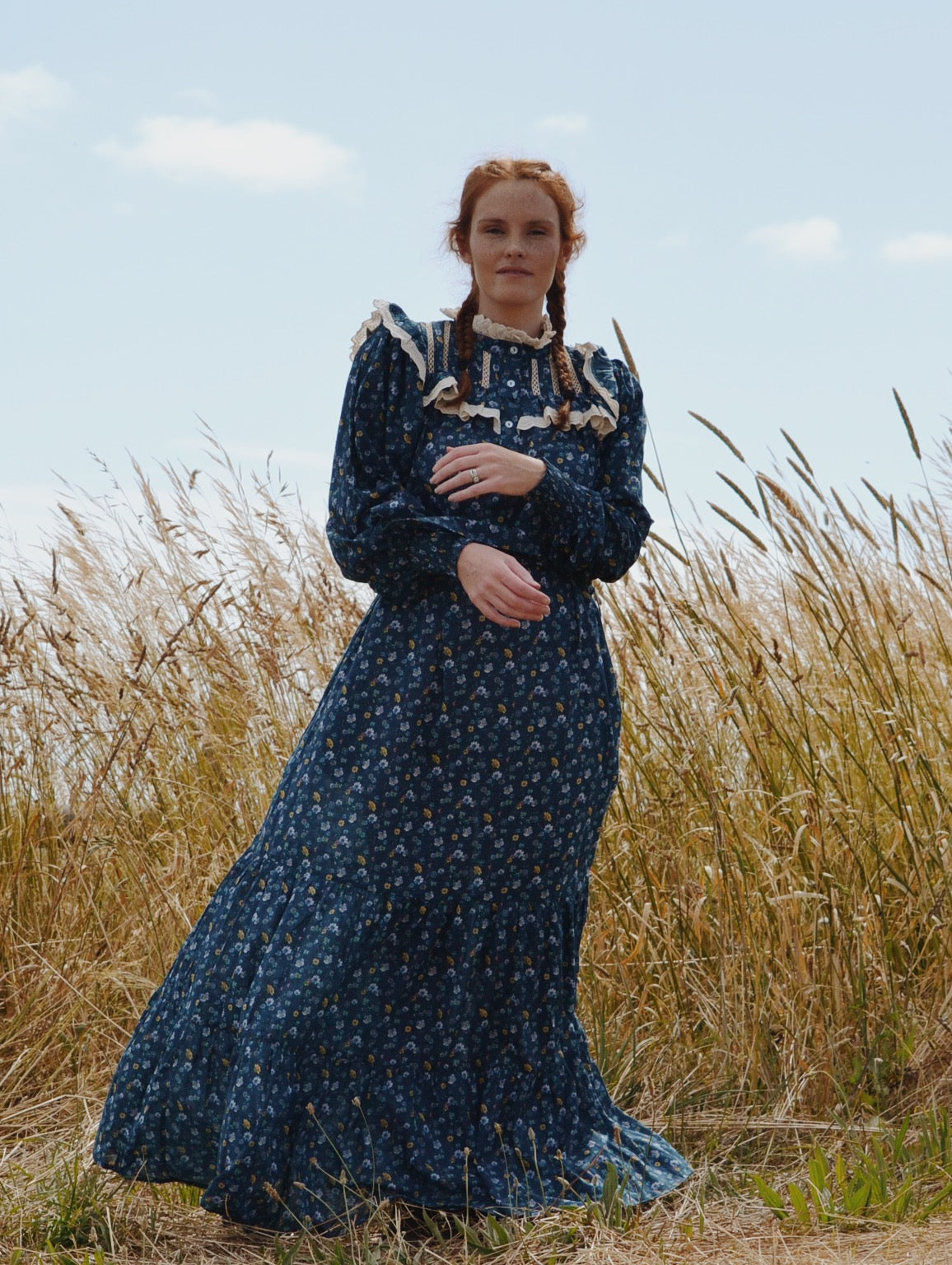 SECOND - 100% RECYCLED COTTON - CLOTHILDE DRESS BLUE FLORAL