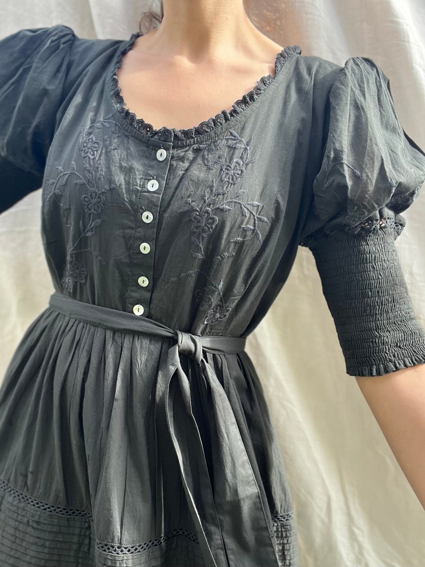 SECONDS - 100% RECYCLED COTTON - AUGUSTINE MAXI DRESS WASHED BLACK