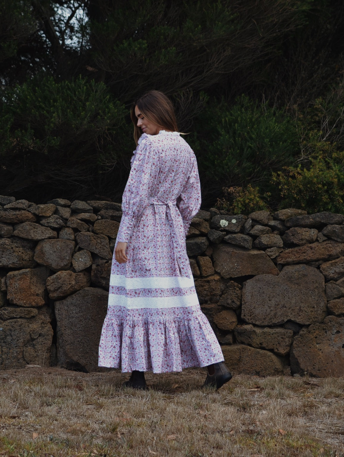 100% RECYCLED COTTON - CLARA DRESS PINK DITSY FLORAL