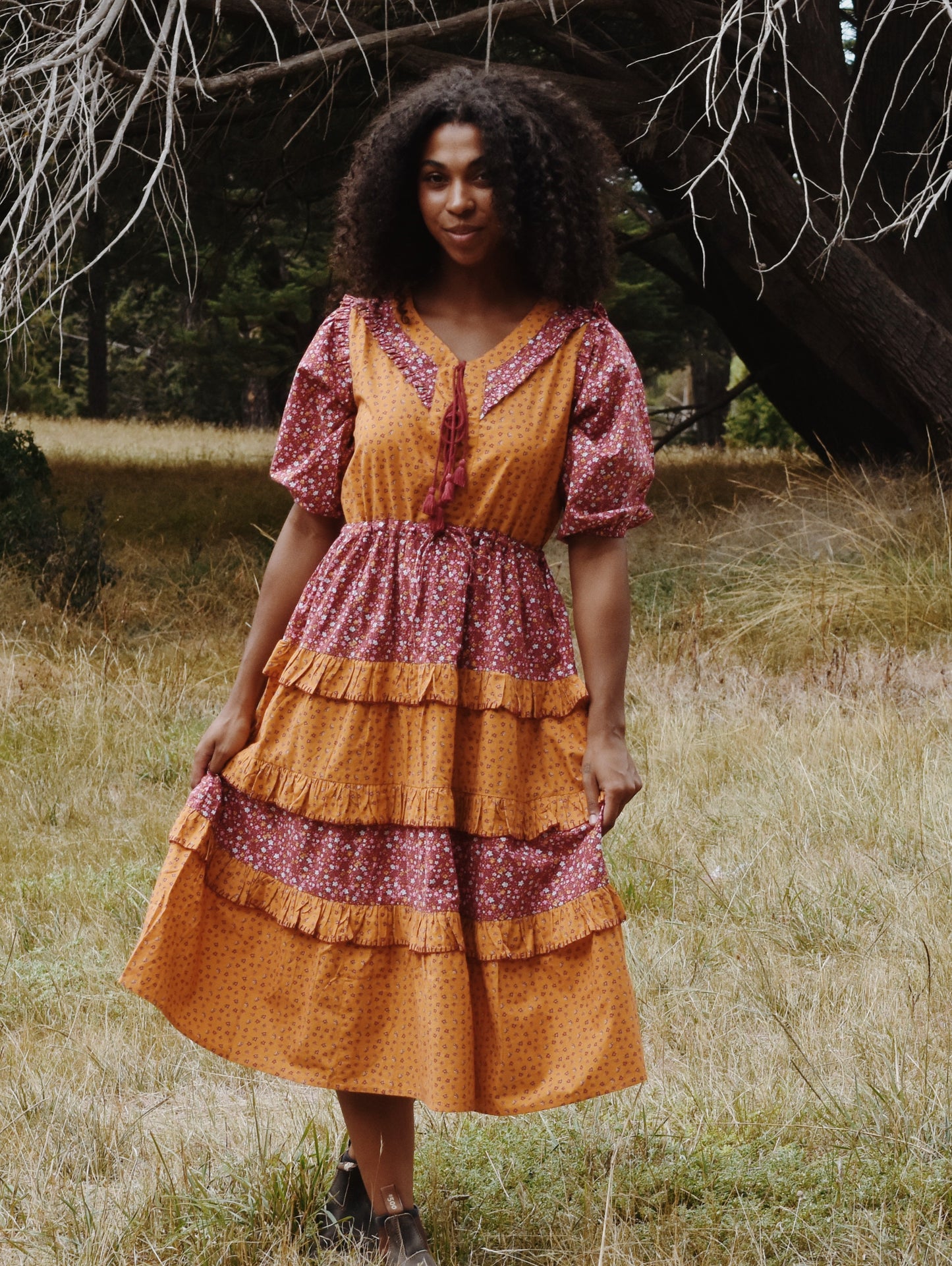 100% RECYCLED COTTON - THEA DRESS DITSY PATCHWORK