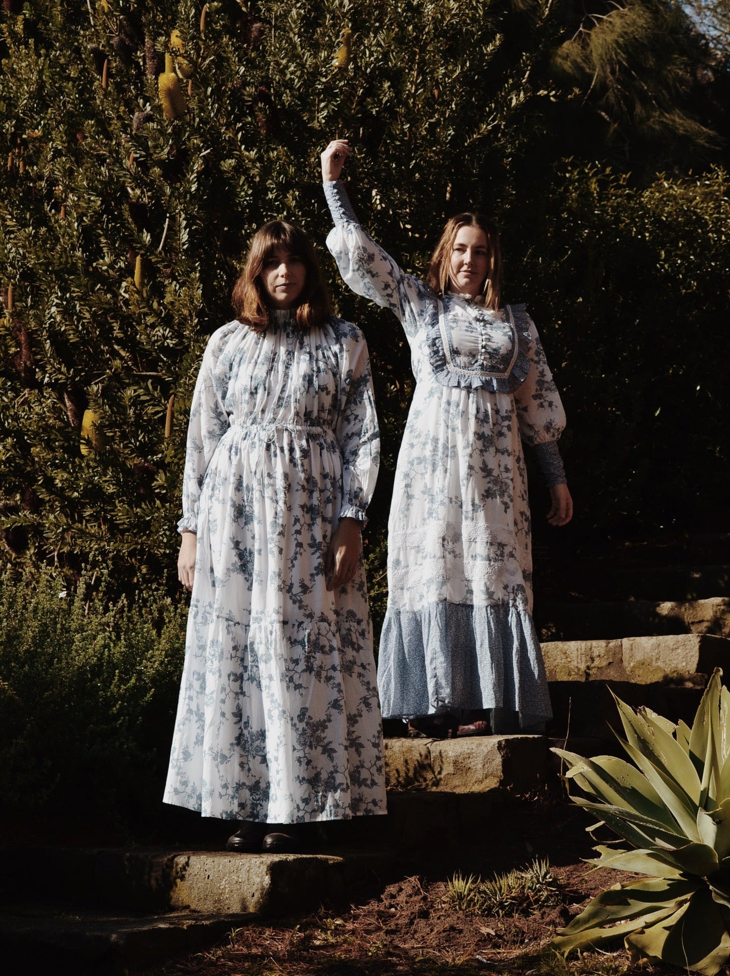 SECONDS - 100% RECYCLED COTTON - PRAIRIE MAXI DRESS TOILE BLUE ROSE