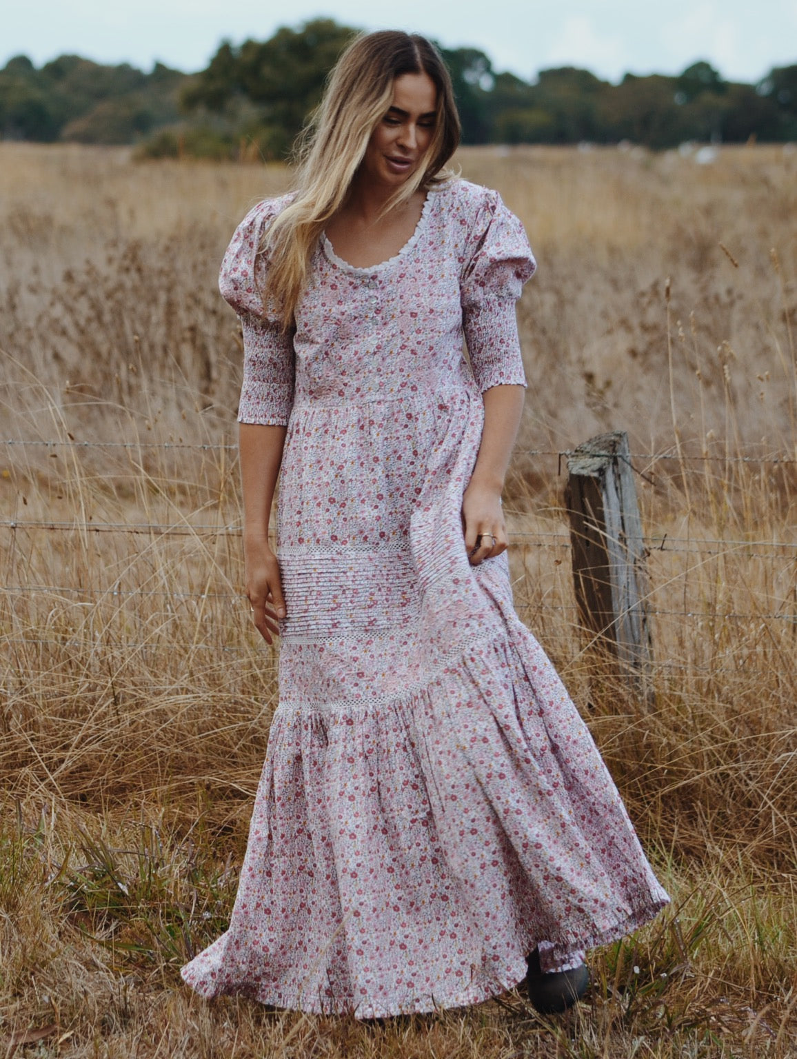 AUGUSTINE MAXI DRESS PINK DITSY FLORAL