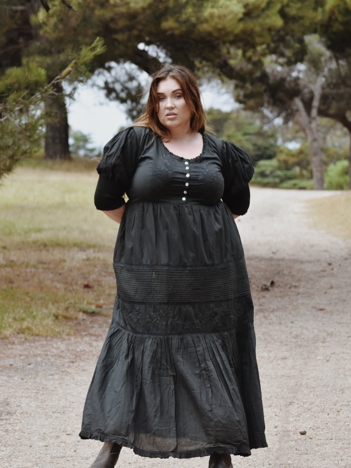 SECONDS - 100% RECYCLED COTTON - AUGUSTINE MAXI DRESS WASHED BLACK