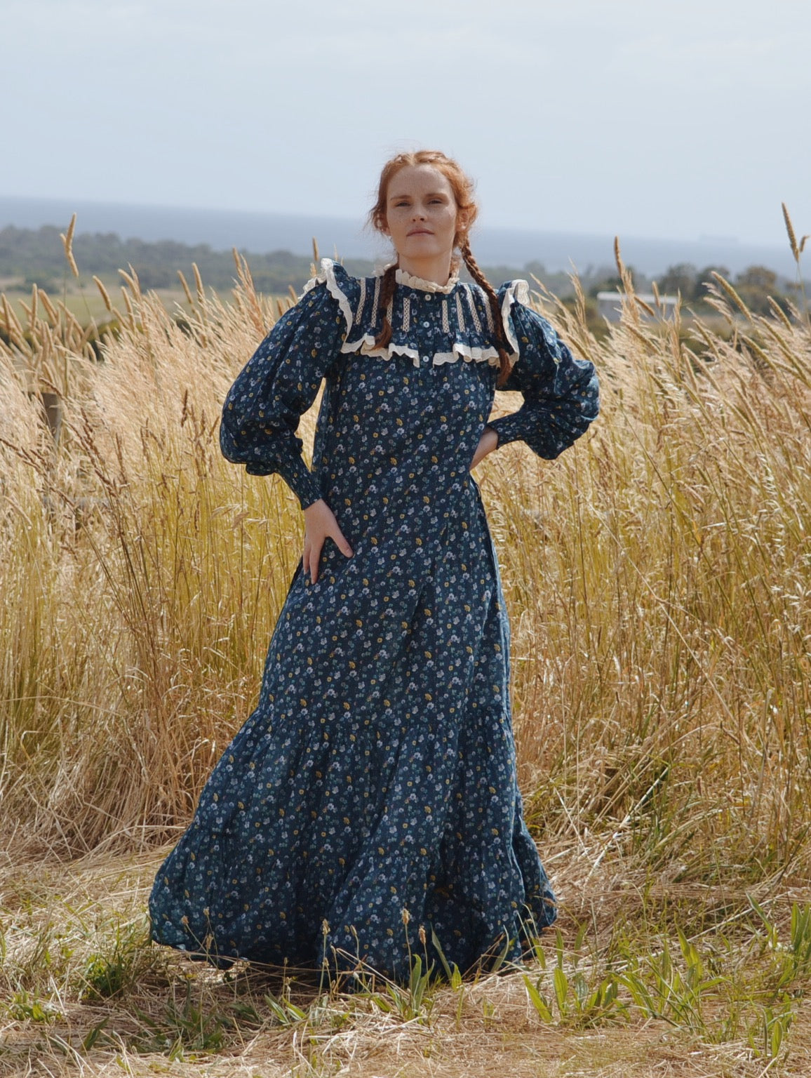 SECOND - 100% RECYCLED COTTON - CLOTHILDE DRESS BLUE FLORAL