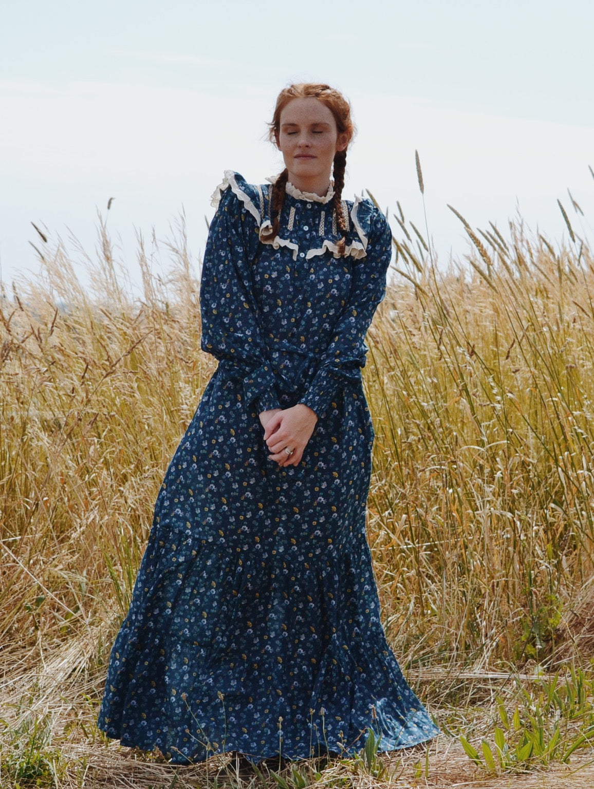 SECOND - 100% RECYCLED COTTON - CLOTHILDE DRESS BLUE FLORAL