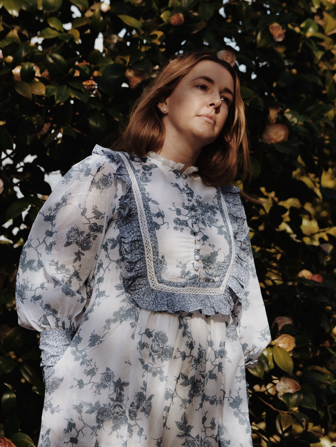 SECOND - 100% RECYCLED COTTON - CLARA DRESS TOILE BLUE ROSE
