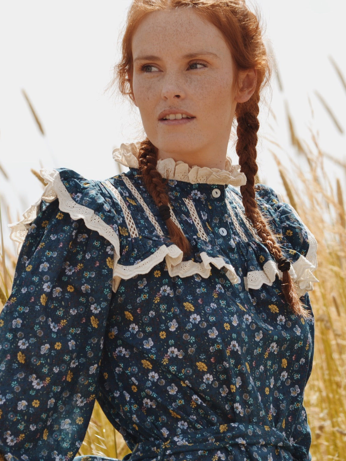 SECOND - 100% RECYCLED COTTON - CLOTHILDE DRESS BLUE FLORAL