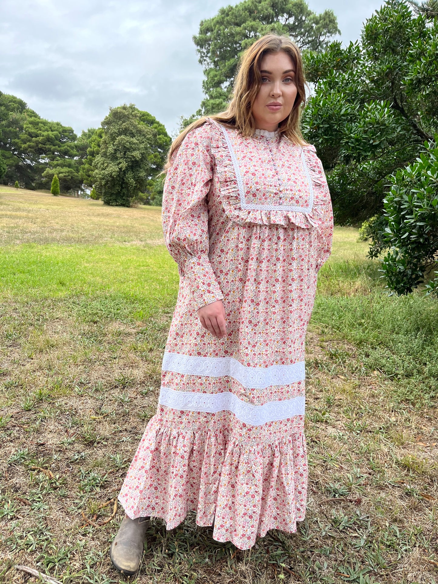 100% RECYCLED COTTON - CLARA DRESS PINK DITSY FLORAL