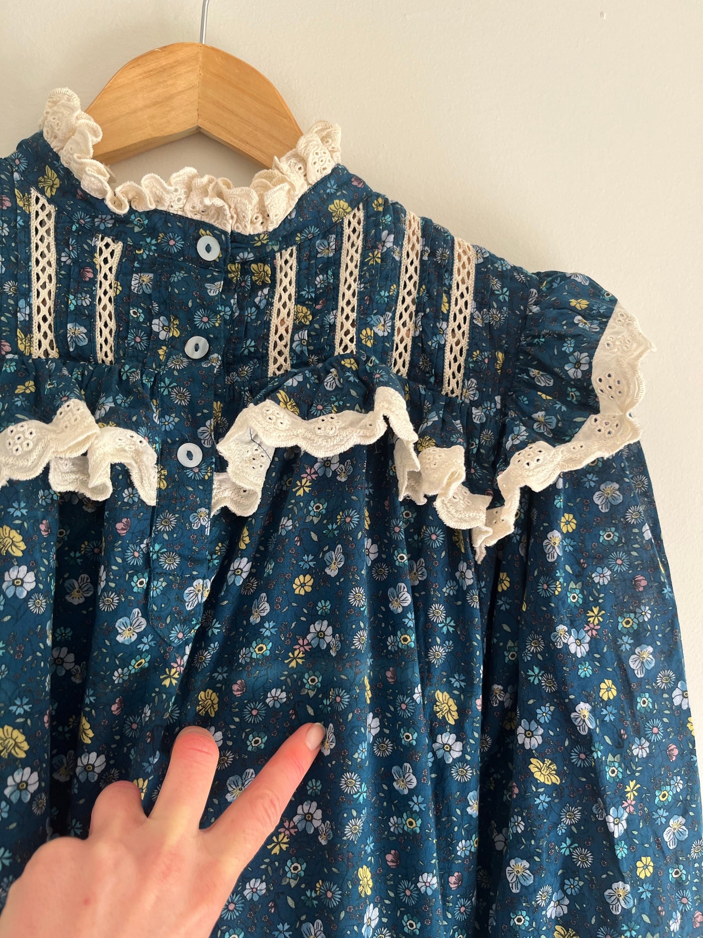 SECOND - 100% RECYCLED COTTON - CLOTHILDE DRESS BLUE FLORAL