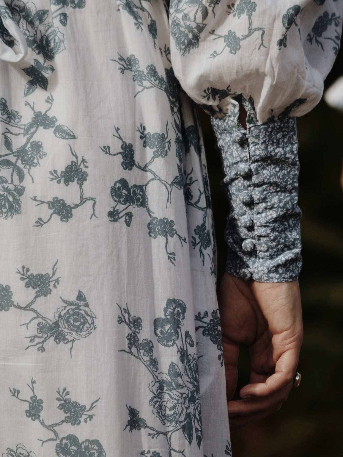 SECOND - 100% RECYCLED COTTON - CLARA DRESS TOILE BLUE ROSE