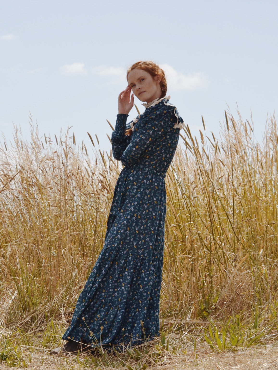 SECOND - 100% RECYCLED COTTON - CLOTHILDE DRESS BLUE FLORAL