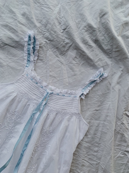 2 LEFT - 100% RECYCLED COTTON - NIGHTINGALE HAND SMOCKED DRESS WHITE