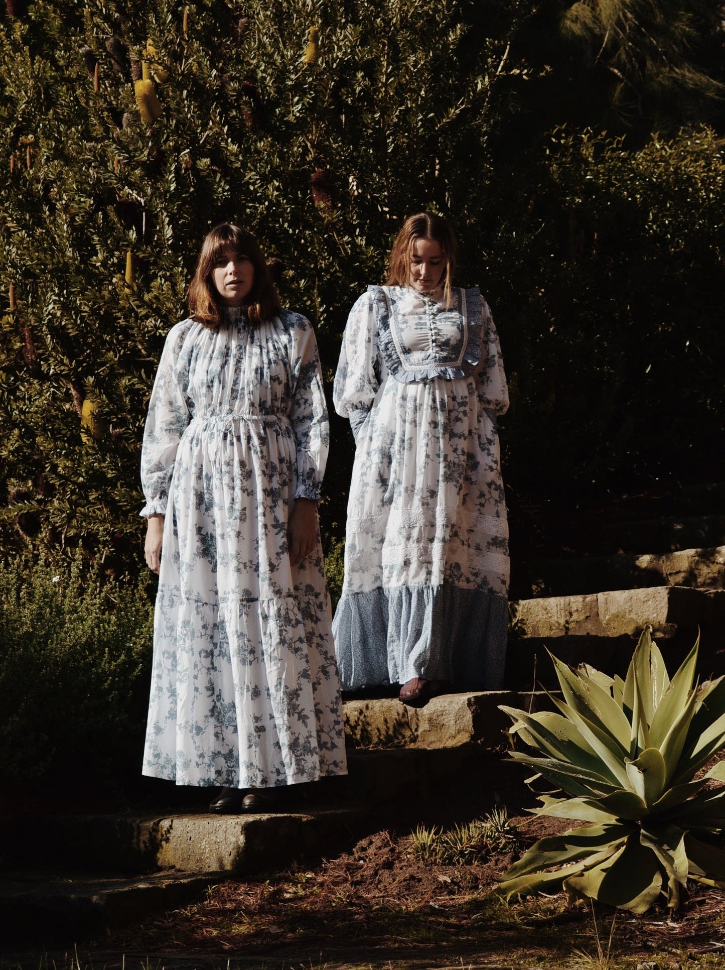 SECONDS - 100% RECYCLED COTTON - PRAIRIE MAXI DRESS TOILE BLUE ROSE