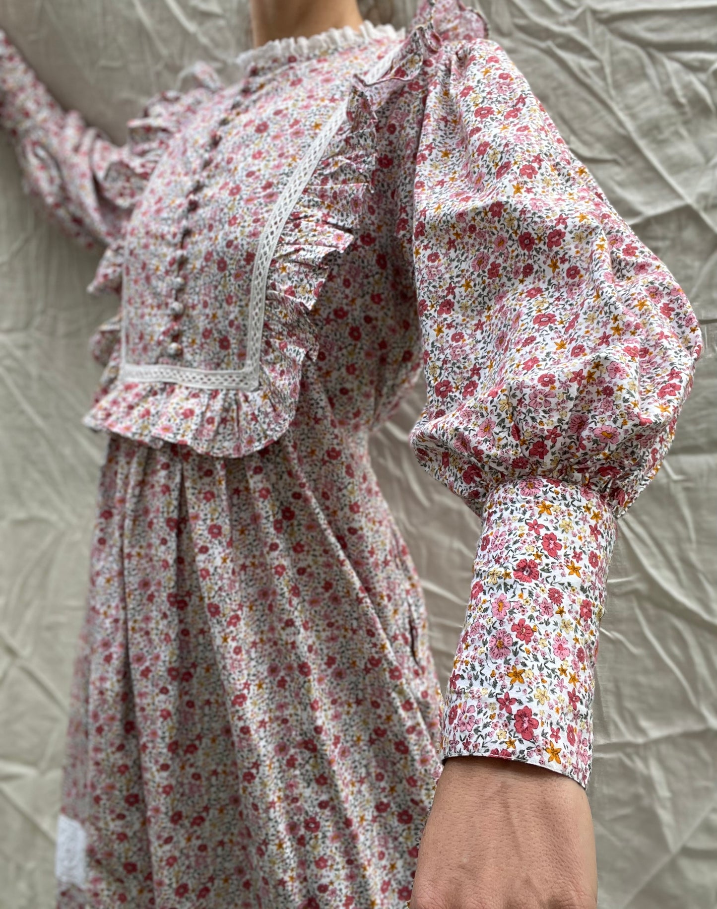 100% RECYCLED COTTON - CLARA DRESS PINK DITSY FLORAL