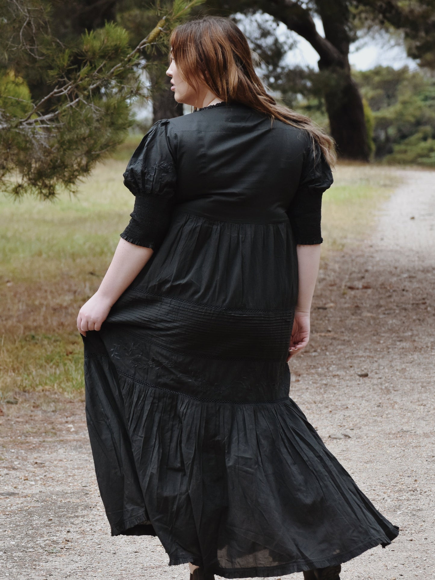 SECONDS - 100% RECYCLED COTTON - AUGUSTINE MAXI DRESS WASHED BLACK