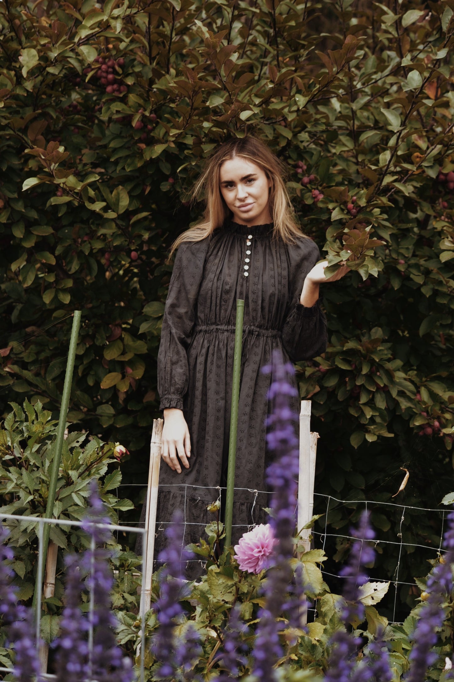 PRAIRIE DRESS WASHED BLACK LACE COTTON