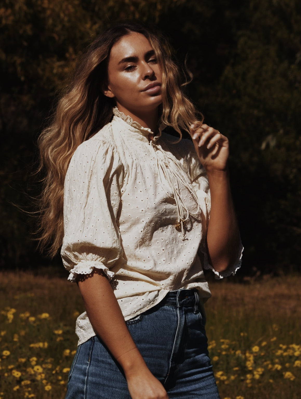 SECONDS - KATERINA BLOUSE IVORY COTTON LACE