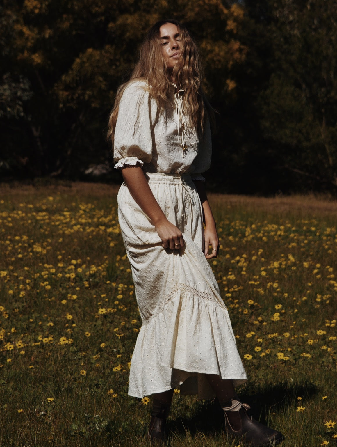 SECONDS - KATERINA BLOUSE IVORY COTTON LACE