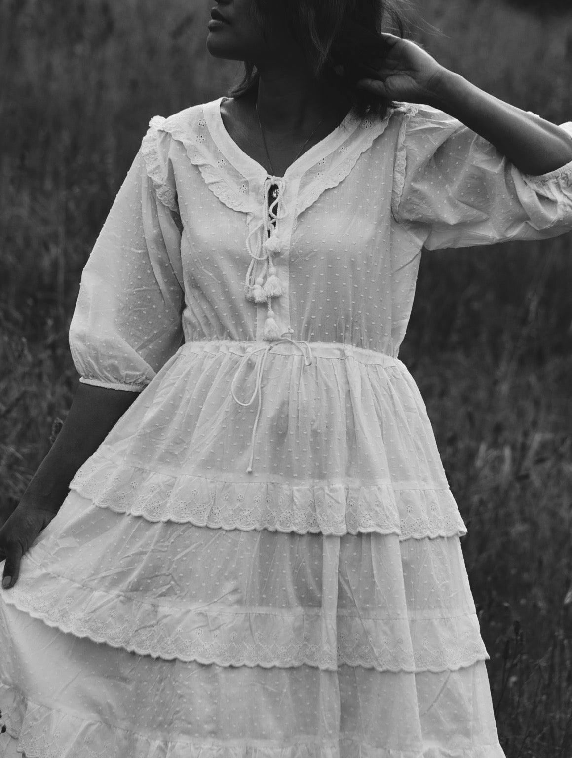 LITTÉRAIRE WHITE COTTON LACE DRESS