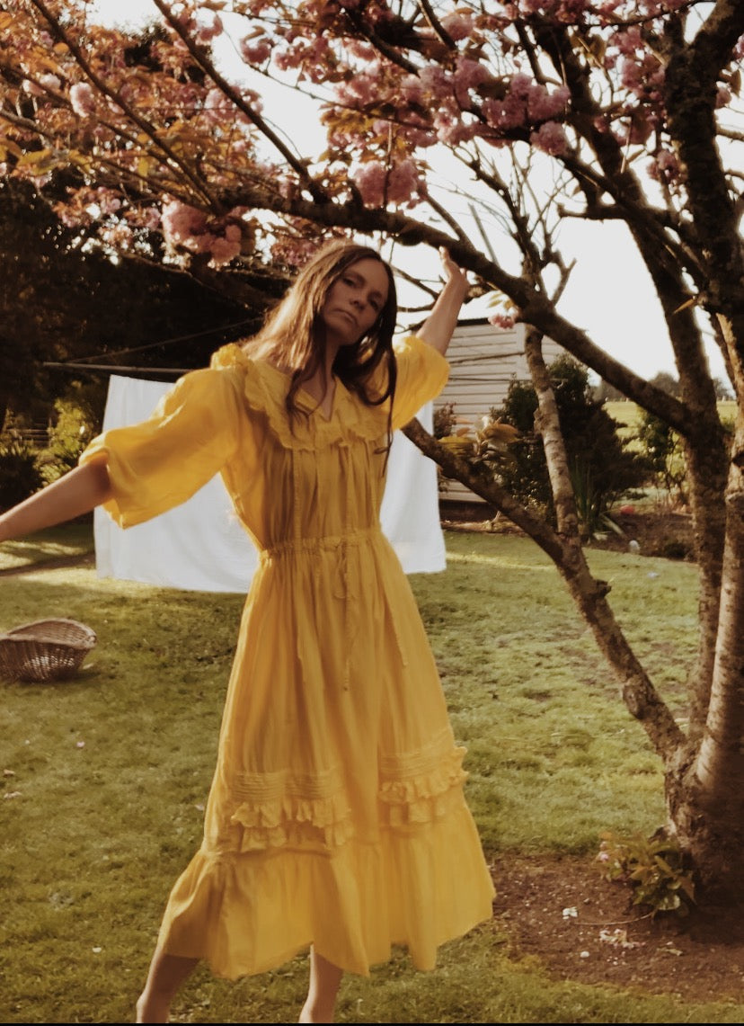 SECOND - 100% RECYCLED COTTON - ABERDEEN BUTTERCUP COTTON LACE DRESS