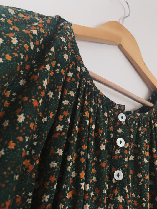 SECOND - PRU MAXI DRESS GREEN GARDEN FLORAL