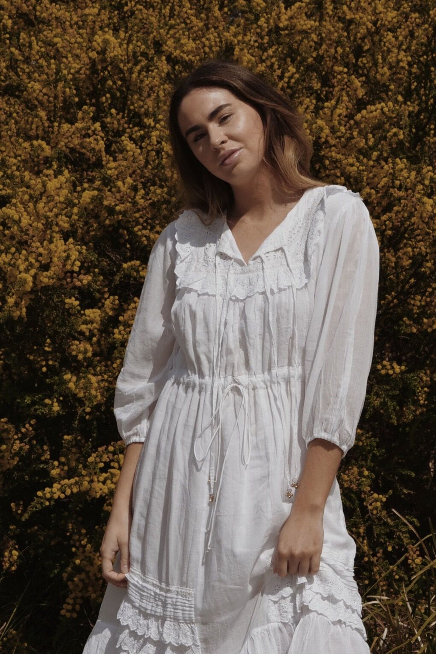 ABERDEEN WHITE COTTON LACE DRESS