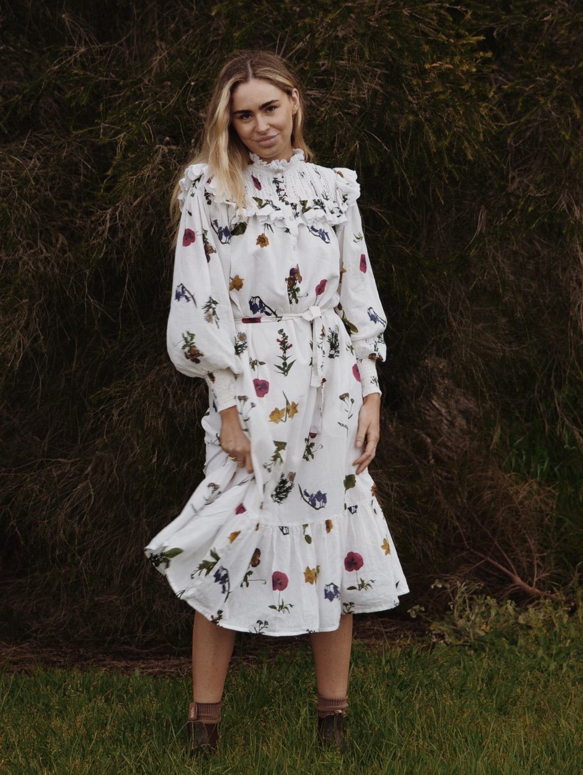 SECOND - 100% RECYCLED COTTON - CLOTHILDE DRESS GARDEN BOTANIC - SMALL