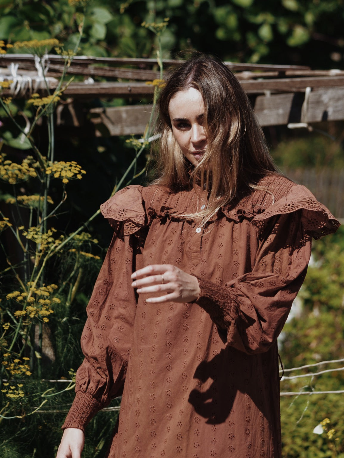 SECOND - 100% RECYCLED COTTON - CLOTHILDE DRESS RUST