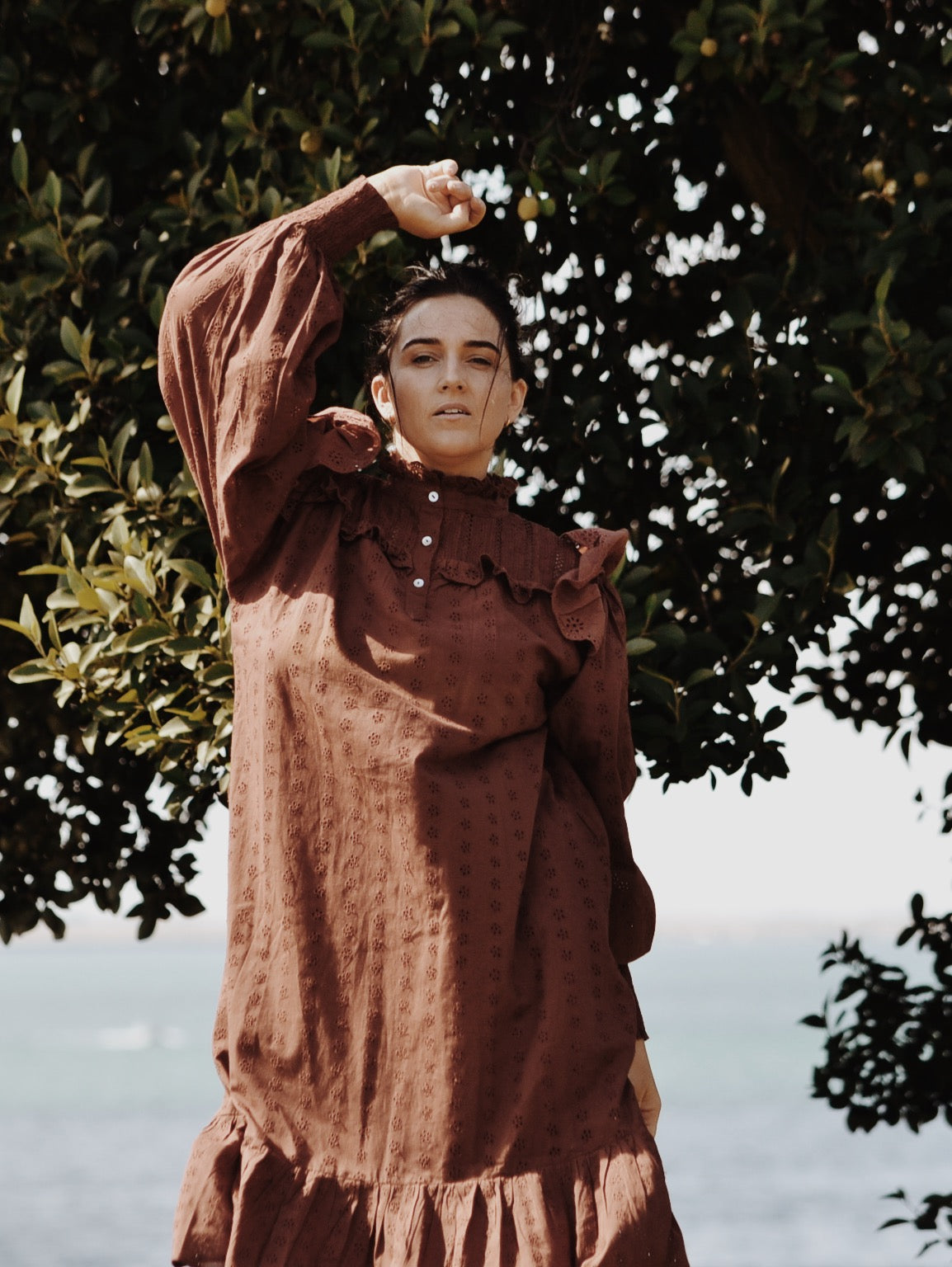 SECOND - 100% RECYCLED COTTON - CLOTHILDE DRESS RUST