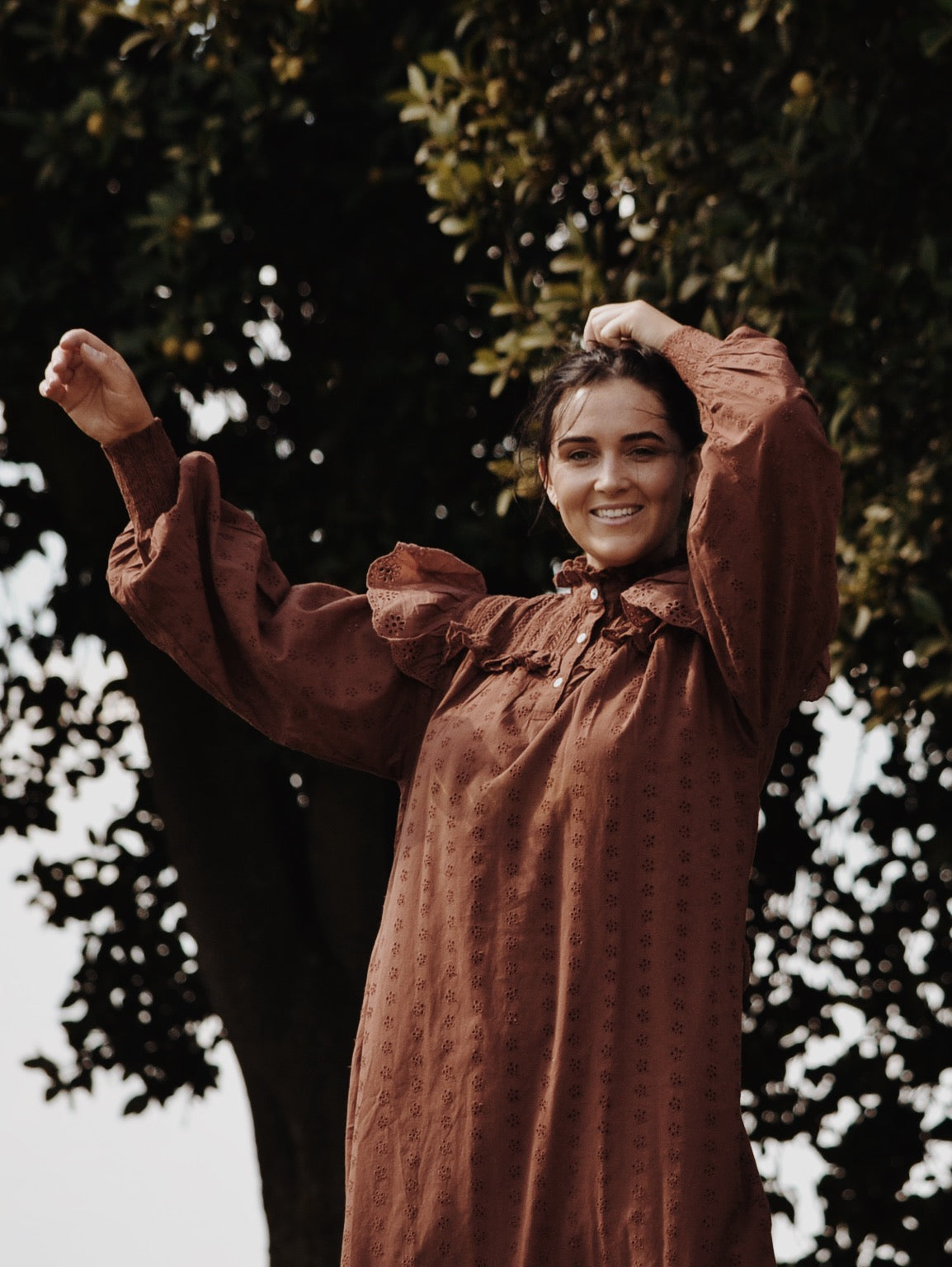 SECOND - 100% RECYCLED COTTON - CLOTHILDE DRESS RUST