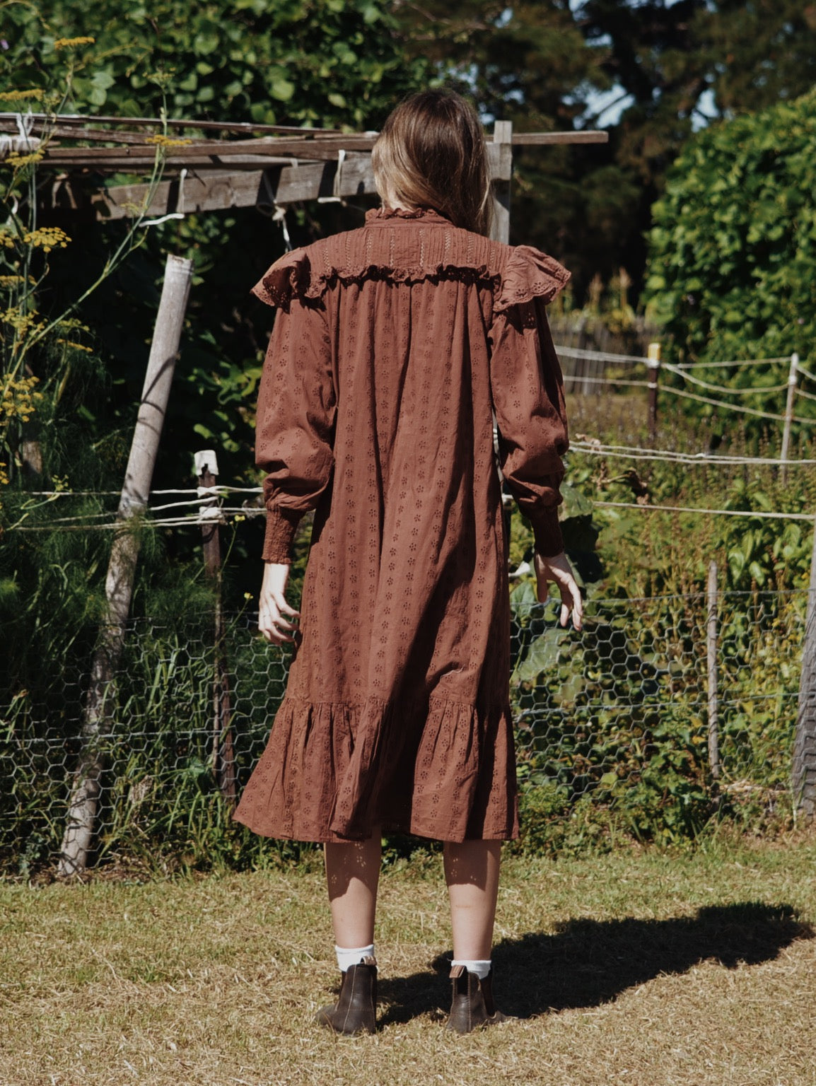 SECOND - 100% RECYCLED COTTON - CLOTHILDE DRESS RUST