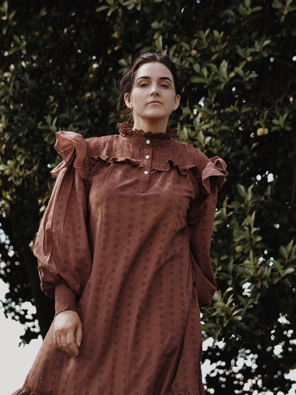 SECOND - 100% RECYCLED COTTON - CLOTHILDE DRESS RUST