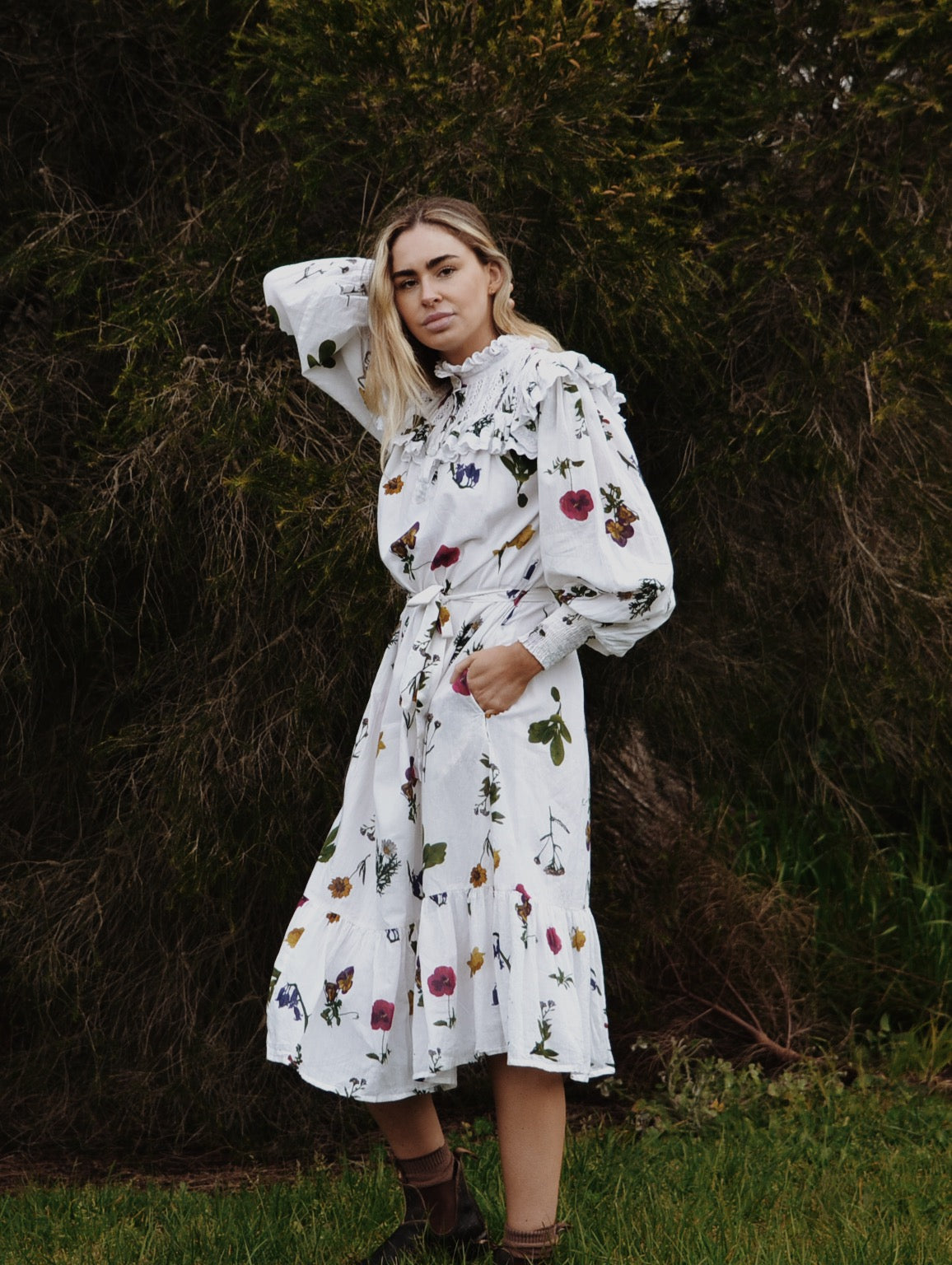 SECOND - 100% RECYCLED COTTON - CLOTHILDE DRESS GARDEN BOTANIC - SMALL
