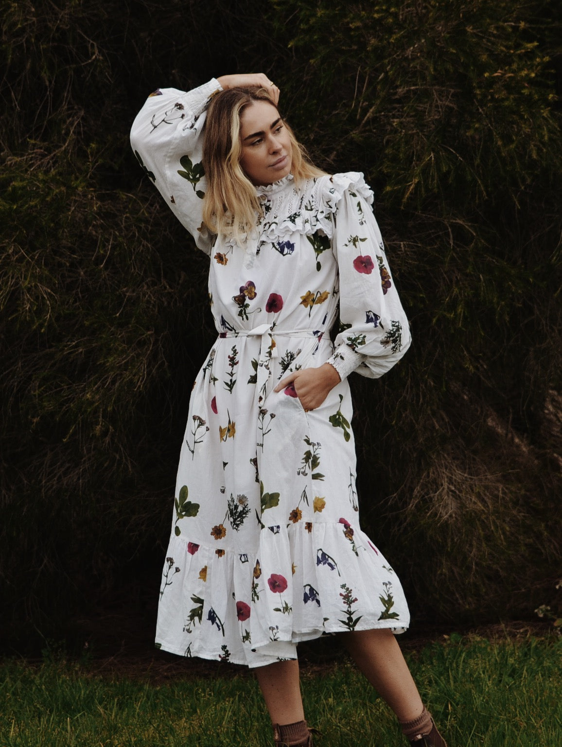 SECOND - 100% RECYCLED COTTON - CLOTHILDE DRESS GARDEN BOTANIC - SMALL