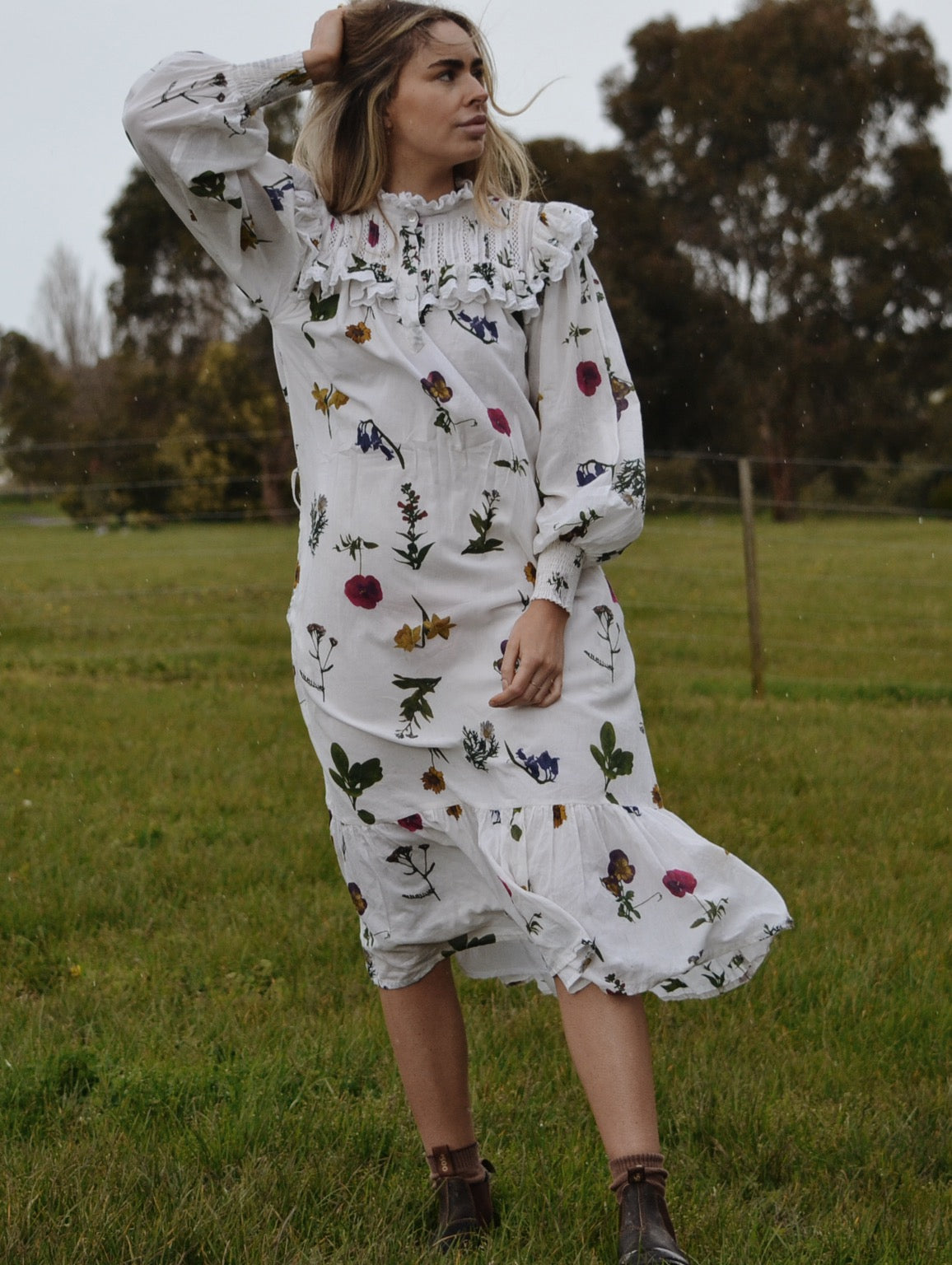 SECOND - 100% RECYCLED COTTON - CLOTHILDE DRESS GARDEN BOTANIC - SMALL