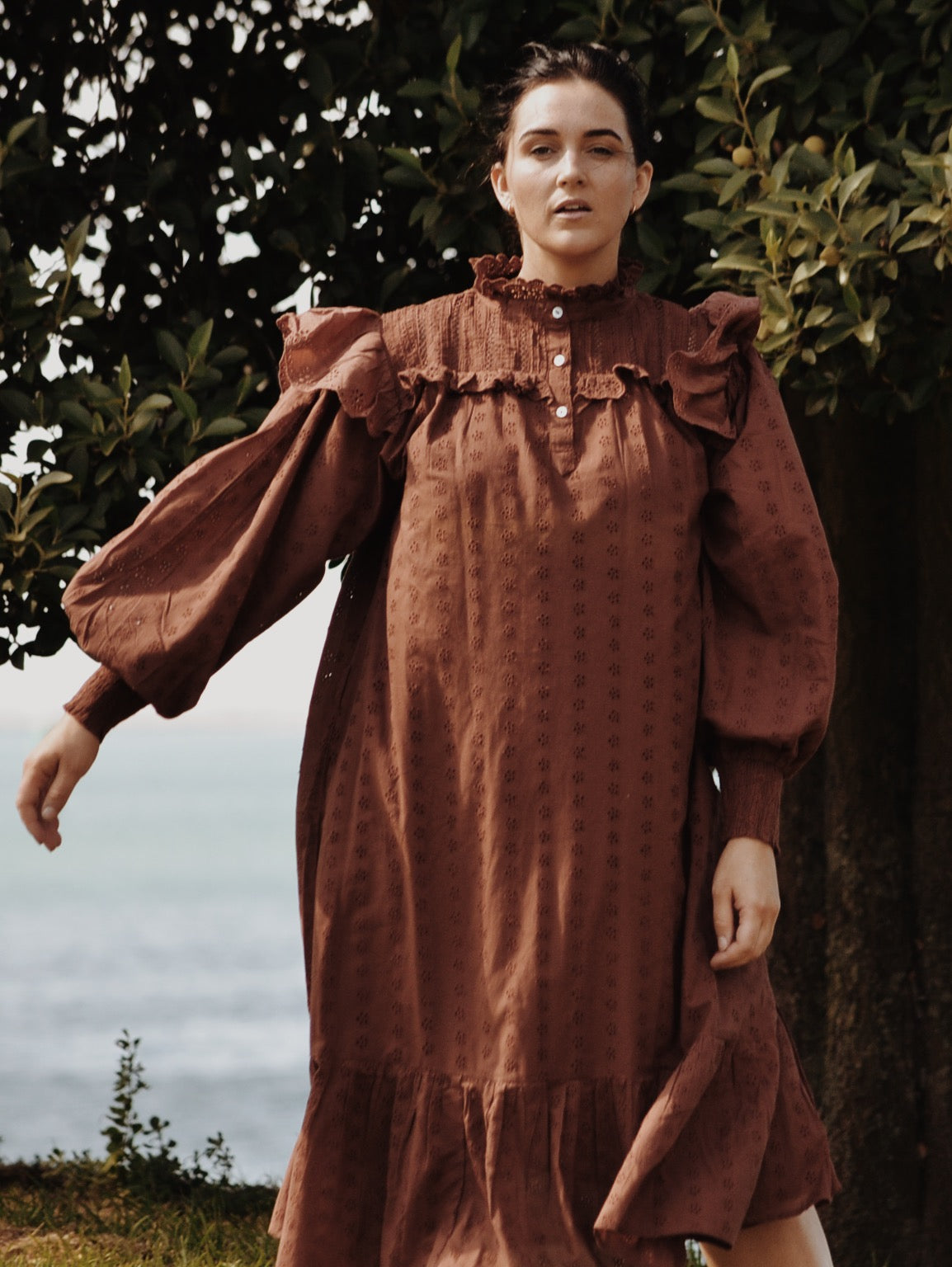 SECOND - 100% RECYCLED COTTON - CLOTHILDE DRESS RUST