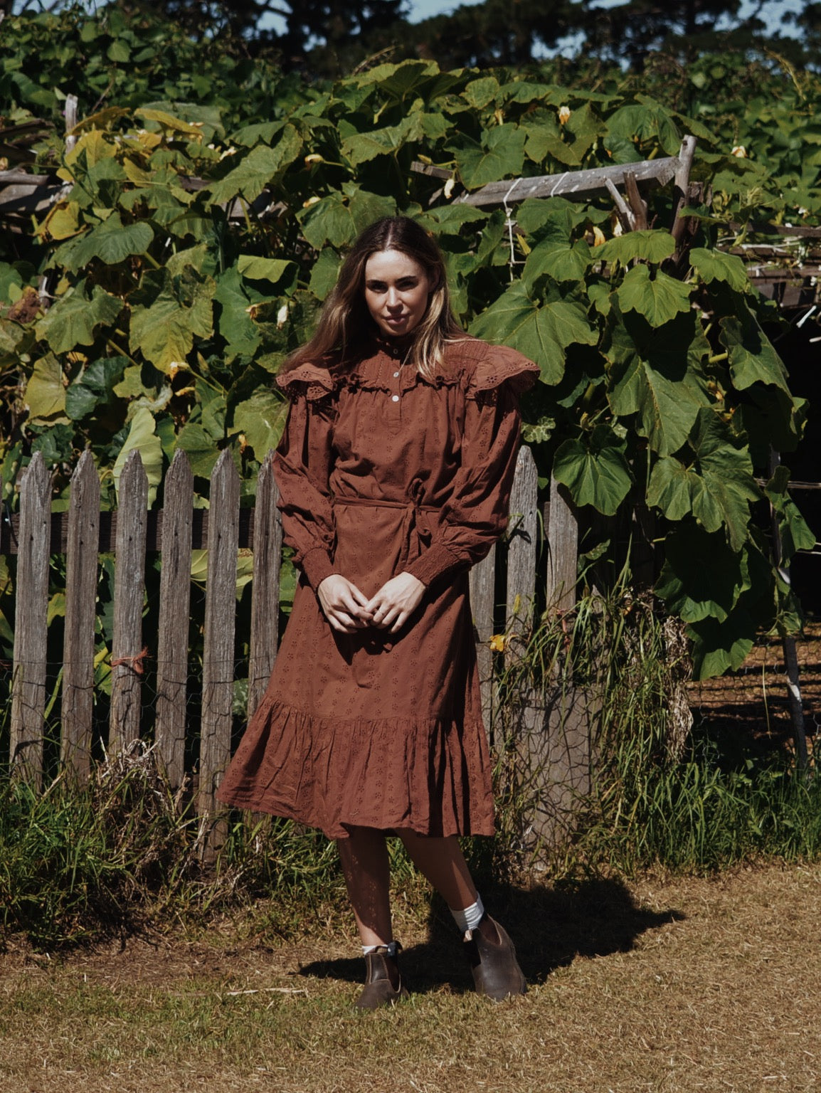 SECOND - 100% RECYCLED COTTON - CLOTHILDE DRESS RUST