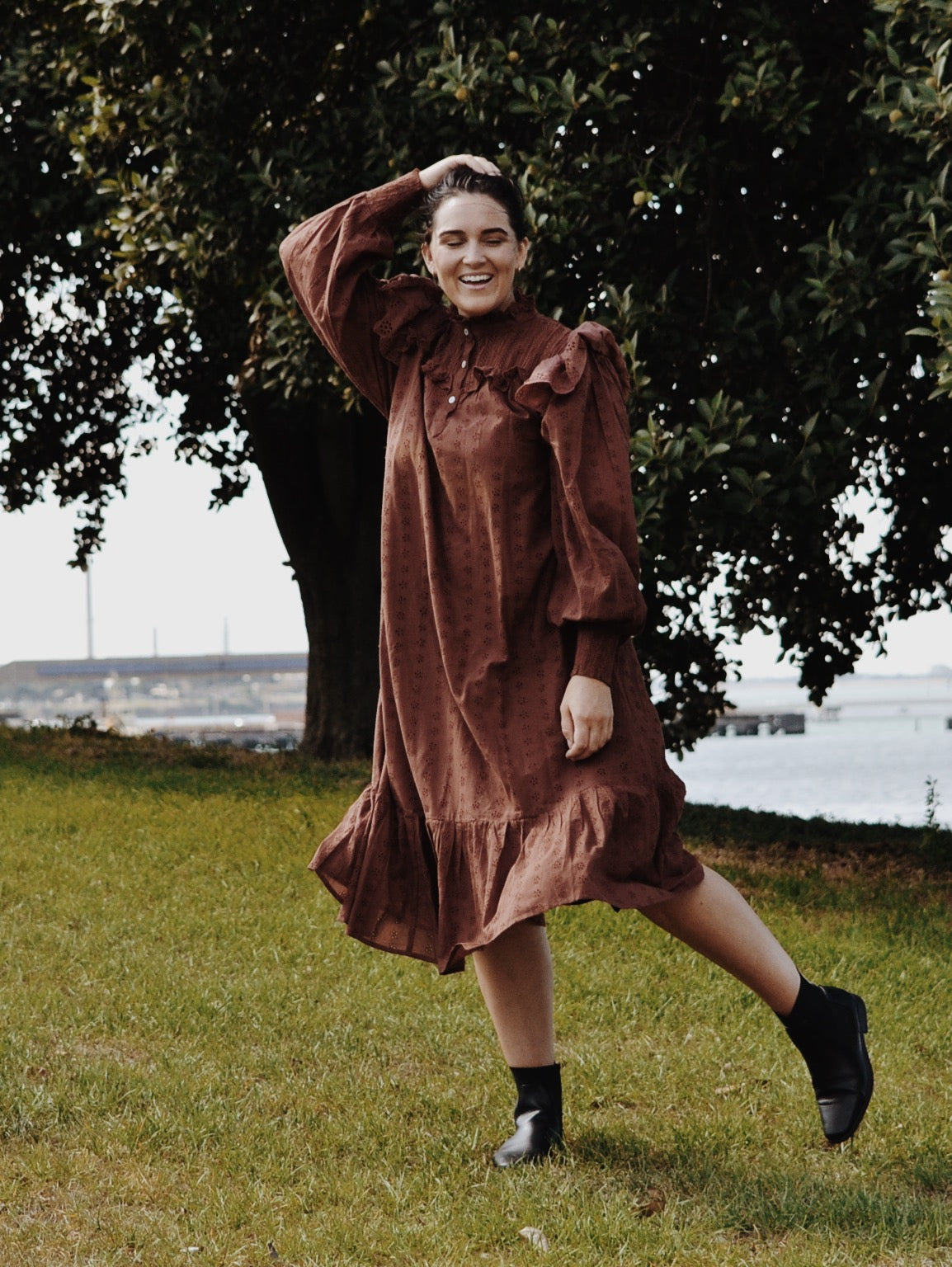 SECOND - 100% RECYCLED COTTON - CLOTHILDE DRESS RUST