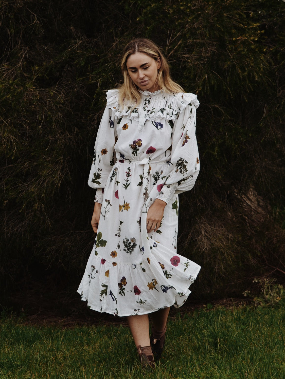 SECOND - 100% RECYCLED COTTON - CLOTHILDE DRESS GARDEN BOTANIC - SMALL