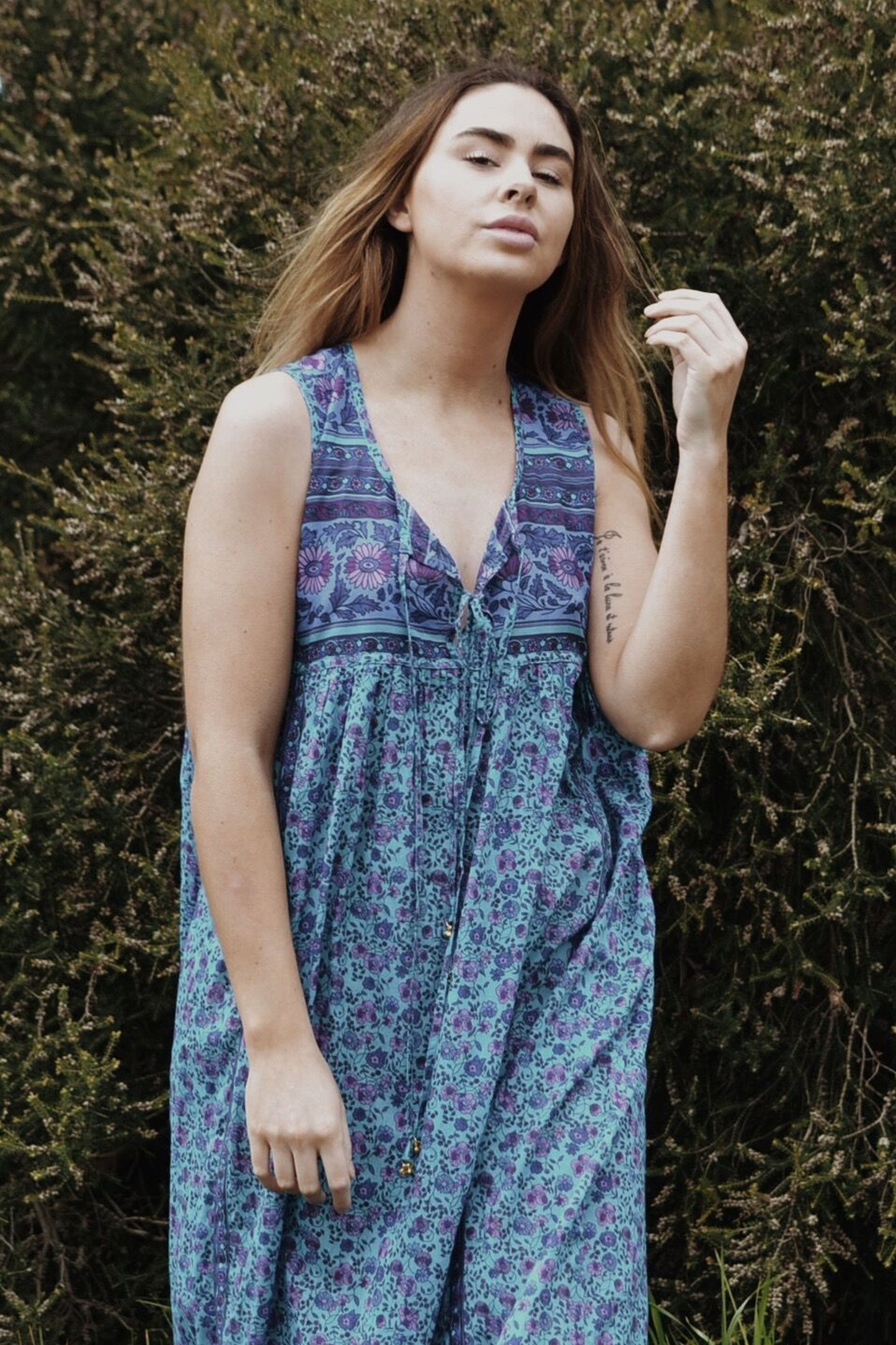 MALIN TURQUOISE FLORAL DRESS