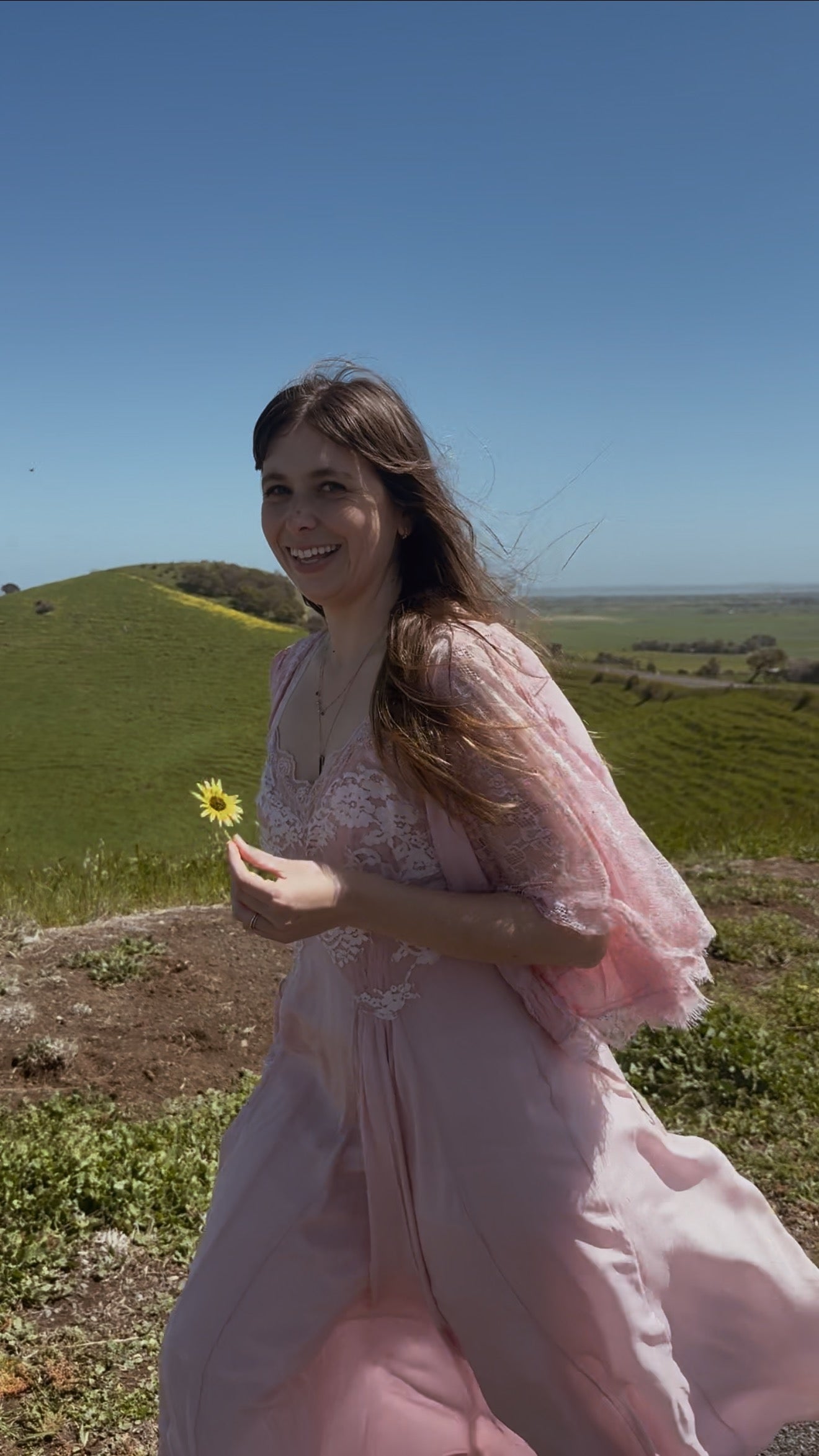 AURORA SILK & LACE DRESS - PASTEL PINK