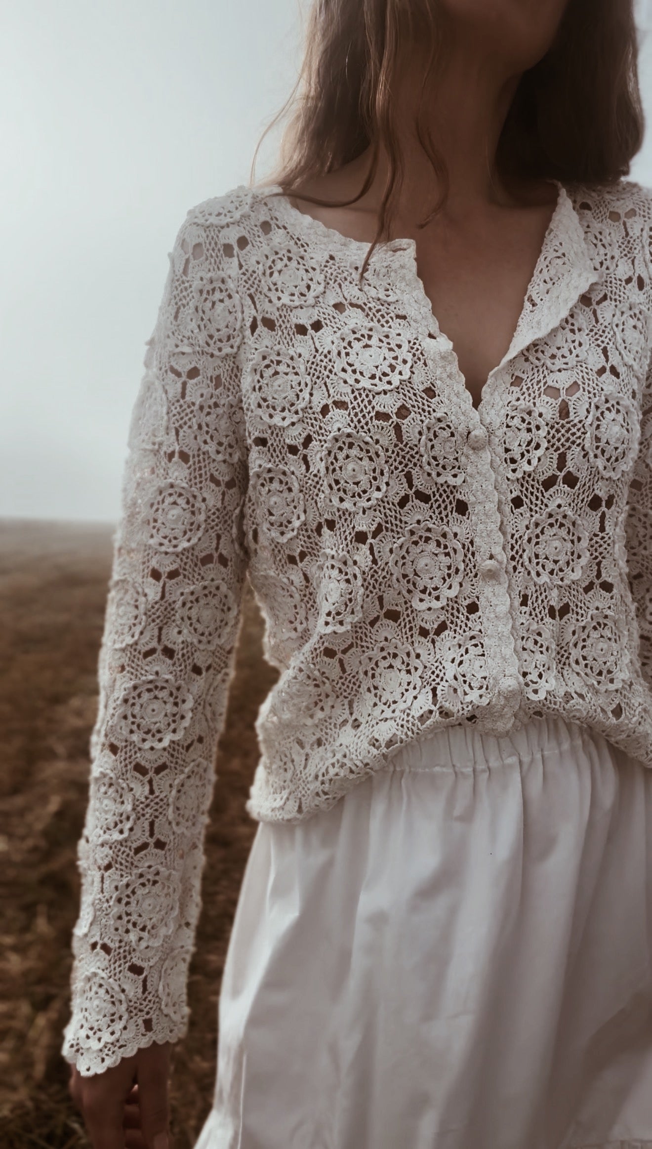 REWORKED CROCHET CARDIGAN OFF WHITE SMALL