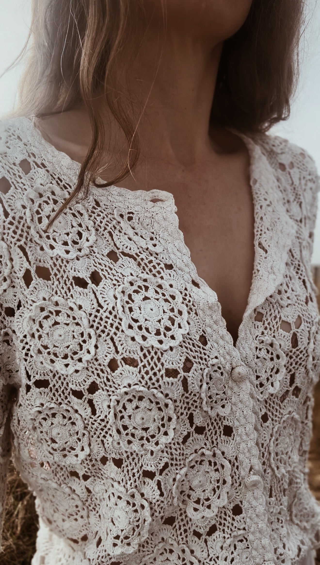 REWORKED CROCHET CARDIGAN OFF WHITE SMALL