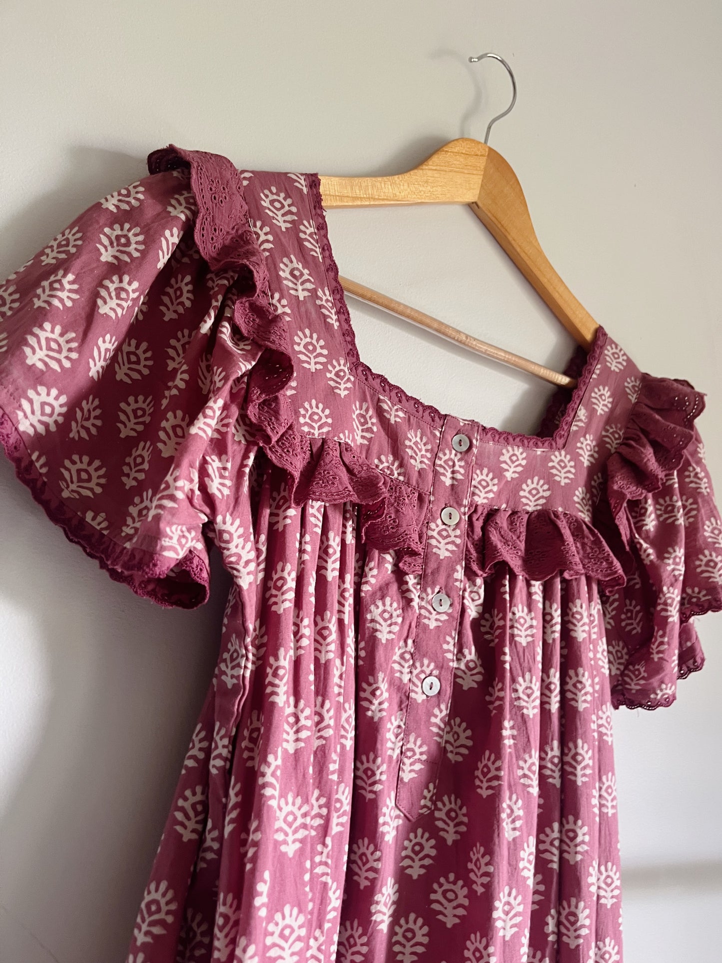 100% COTTON - LENKA DRESS MULBERRY HAND BLOCK