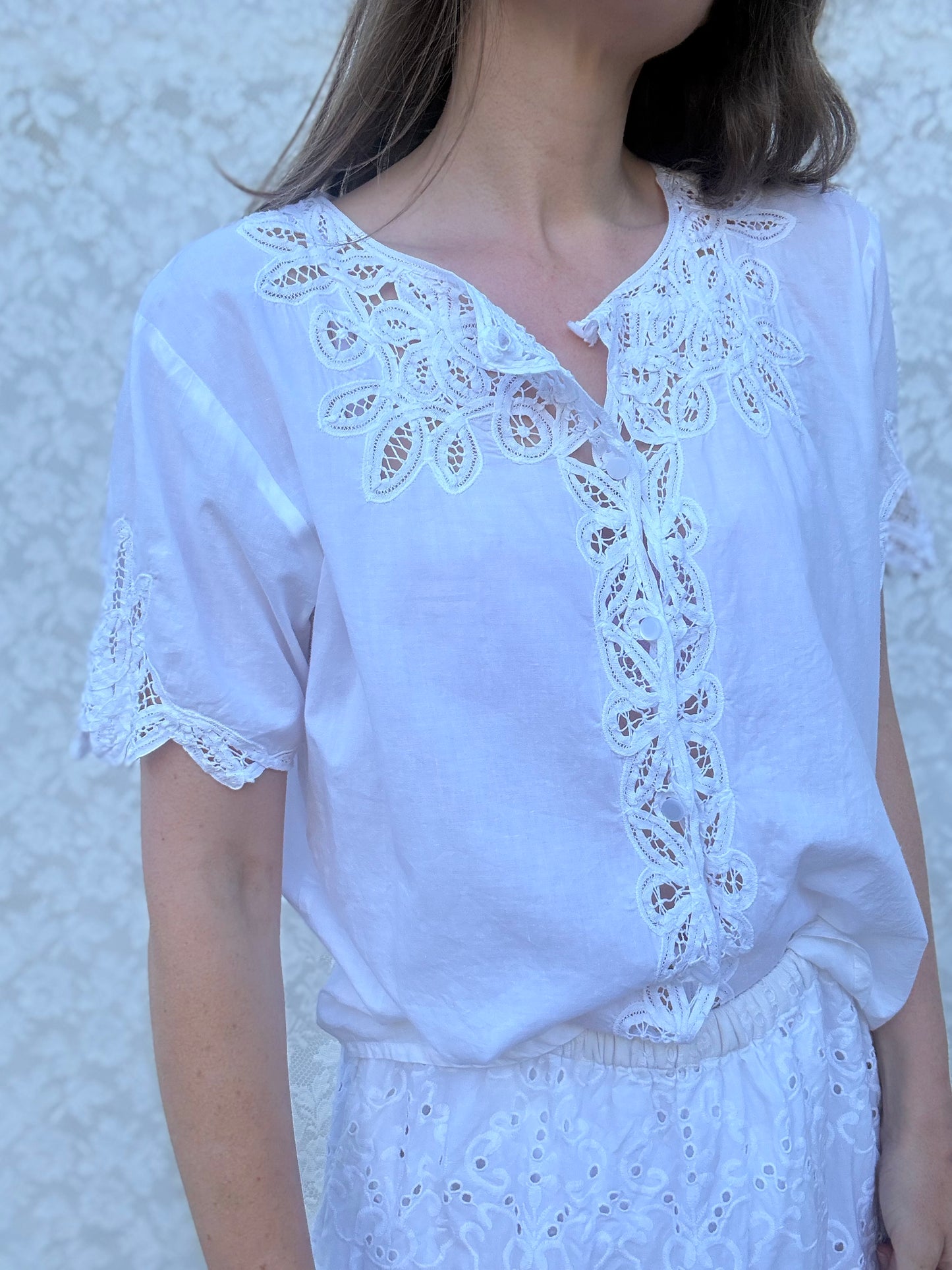 REWORKED - WHITE COTTON BLOUSE 8-12